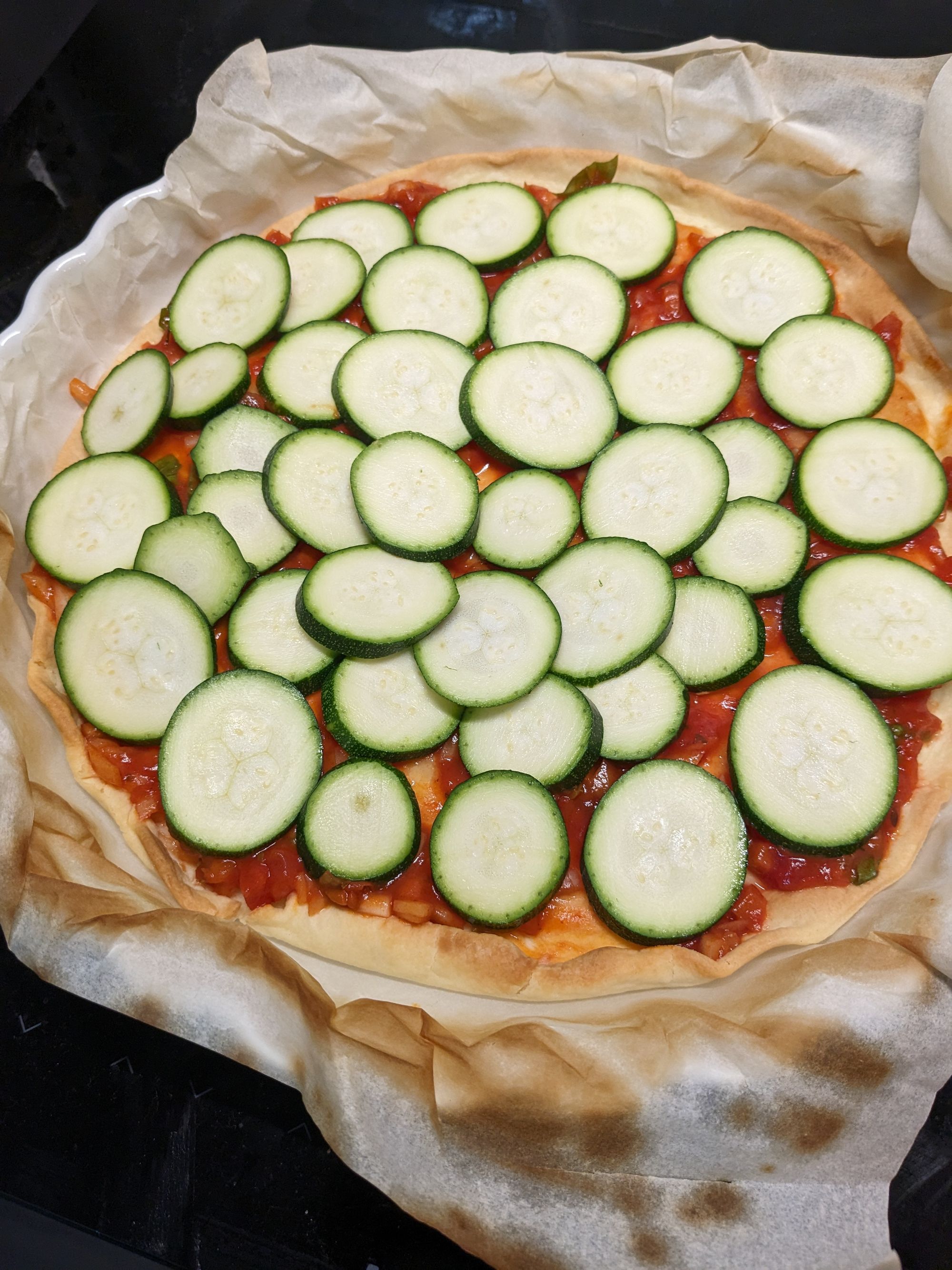 Tarte à la tomate et aux courgettes au pavé de brebis